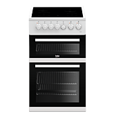 Beko EDVC503W 50Cm Freestanding White Electric Double Oven With Ceramic Hob, Interior Oven Lighting,