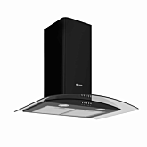 Caple CGC911BK black with clear glass, push button controls, 456m3/h, W 900mm, C energy, filter CAP7