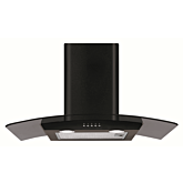 CDA ECP72BL Curved glass extractor, Ducted/re-circulating, LED lights, black
