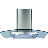 CDA ECP72SS Curved glass extractor, Ducted/re-circulating, LED lights,SS