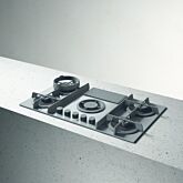 Elica NT-FLAME-GR-RC Flame Gas Grey Hood And Cooktop With 4 Gas Burners, Integrated Extractor And Ea