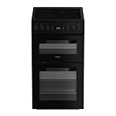 Hotpoint HDE5VDCB 50cm Double Electric Ceramic Cooker