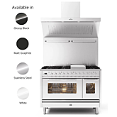 Roma 120cm Twin 90 / 30 8 Gas Burners & Frytop  White
