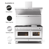 Roma 150cm Twin 90 / 60 9 Gas Burners & Frytop White