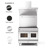 Roma 100cm Twin 60 / 40 4 Gas Burners & 2 Zone Induction Gloss Black