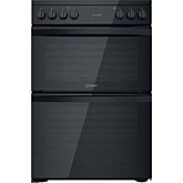 Indesit ID67V9KMBUK 60cm Double Oven Electric Cooker with Ceramic Hob - Black