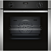 Neff B1ACE4HN0B 59.4Cm Built In Black And Steel Electric Circotherm Single Oven With 71L Capacity An