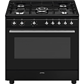 Smeg Concert CX91GMBL 90cm Dual Fuel Range Cooker wtih Gas Hob - Black 