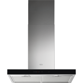AEG DBE5761HG 
70cm Stainless Steel Box chimney Hood, Full black glass fronted Touch on Glass, LED 