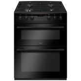 Amica AFD6450BL 60Cm Dual Fuel Cooker With Gas Hob And Double Electric Ovens In Black