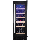 Amica AWC300BL 30 cm fs wine cooler, 19 x BS, black glass door, blue LED, RD