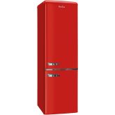 Amica FKR29653R Red retro 181cm fridge freezer, 4 glass shelves, fr 181ltr, fr 63ltr