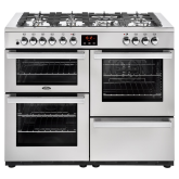 Belling 444444093  110DFT 109.6cm Dual Fuel Rangecooker with Triple Oven and Gas Hob - Stainless Steel