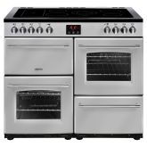 Belling 444444137  100E 99.6cm Electric Rangecooker with Triple Oven and Ceramic Hob - Silver