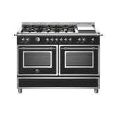 Bertazzoni HER126G2ENET Heritage 120cm Range Cooker Twin Oven with Griddle Dual Fuel Matt Black