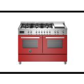 Bertazzoni PRO126G2EROT Professional 120cm Range Cooker Twin Oven Dual Fuel Gloss Red