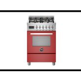 Bertazzoni PRO64L1EROT Professional 60cm Range Cooker Single Oven Dual Fuel Gloss Red