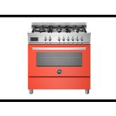 Bertazzoni PRO96L1EART Professional 90cm Range Cooker Single Oven Dual Fuel Gloss Orange