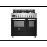 Bertazzoni PRO96L2ENET Professional 90cm Range Cooker Twin Oven Dual Fuel Gloss Black