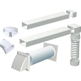 Caple C2655WGL 150mm high efficiency flat channel venting kit - 3 metre, for use with Downdrafts