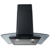 CDA ECP62BL Curved glass extractor, Ducted/re-circulating, LED lights, black