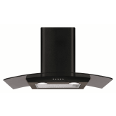 CDA ECP72BL Curved glass extractor, Ducted/re-circulating, LED lights, black