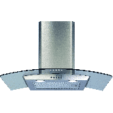 CDA ECP72SS Curved glass extractor, Ducted/re-circulating, LED lights,SS