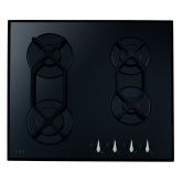 CDA HVG621BL 4 burner gas on glass hob, cast iron pan supports, front control