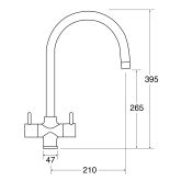 CDA TC55CH Monobloc tap with swan neck spout, dual flow, chrome