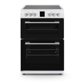Montpellier MDOC60FW 60cm Double Oven Electric Cooker with Ceramic Hob - White'