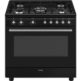 Smeg Concert CX91GMBL 90cm Dual Fuel Range Cooker wtih Gas Hob - Black 