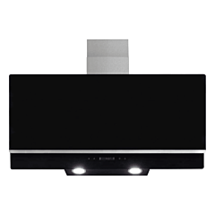 Amica AEA90BL 90cm angled extractor, 3 speeds, LED light, TC, timer, black glass
