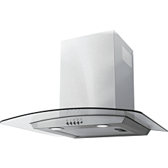 Amica AEC60SS 60cm curved glass extractor, push button control, LED lighting stainless steel