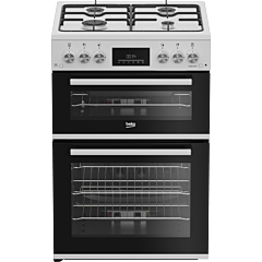 Beko EDG6231W  60cm Twin Cavity Gas Cooker with Enamel Hob - White