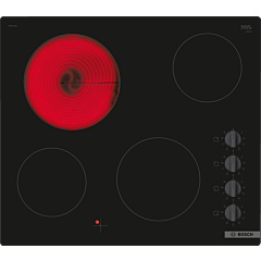 Bosch PKE611CA3E Bosch Series 2 Four Zone Ceramic Electric Hob, 60Cm - Black 