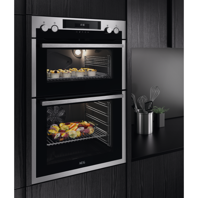 AEG DCS531160M 59.4cm Built In Electric Double Oven - Stainless Steel