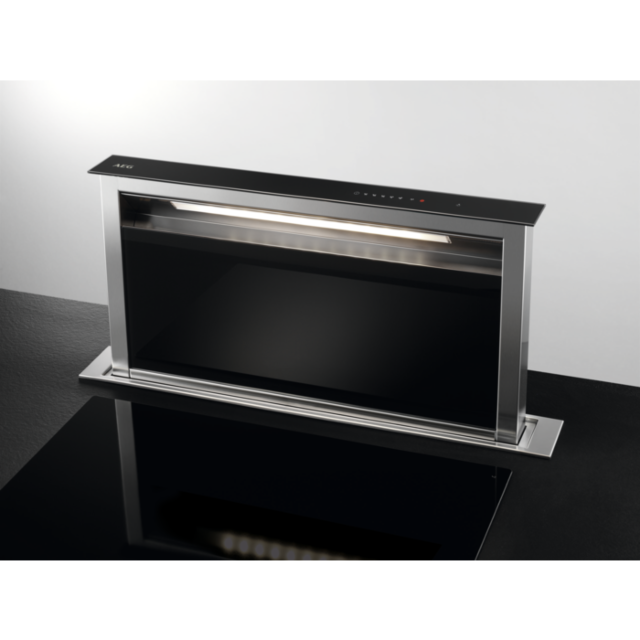 AEG DDE5980G
90cm Black Glass Downdraft Hood, Premium Touch on Glass, LED stripe, 3+2Intensive Spe