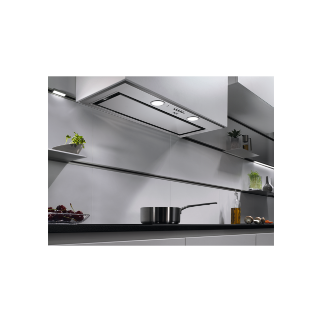 AEG DGE5861HM 
80cm Stainless Steel Canopy Hood, H2H, LED Lighting, 4 Speeds, Charcoal filter inclu