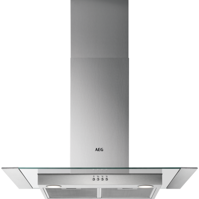 AEG DTB3652M 
60cm Transparent Glass Wall Chimney Hood, Metal strips included to make width of 70cm