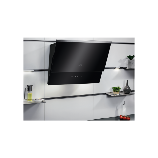 AEG DVB5560B 
55cm Black Glass Designer Screen Hood, Touch on glass controls, LED Lighting, 3 + int