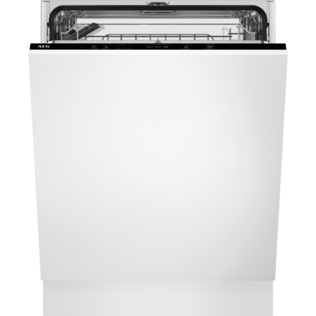 AEG FSB42607Z
Fully integrated dishwasher, 13ps, E, 46dba, 9.9ltr water consumption, 5 programmes