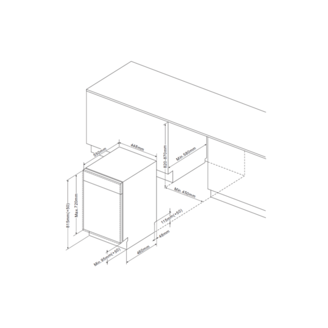 Amica ADI430 45cm int dw 9 places, A++ energy rating, 2 baskets, 4 progs, delay timer
