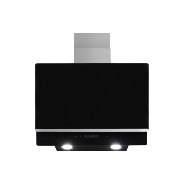 Amica AEA60BL 60cm angled extractor, 3 speeds, LED light, TC, timer, black glass
