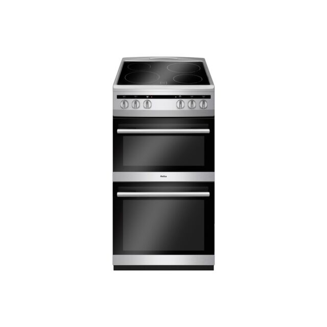 Amica AFC5100SI 50Cm Twin Cavity Electric Cooker With Ceramic Hob In Silver