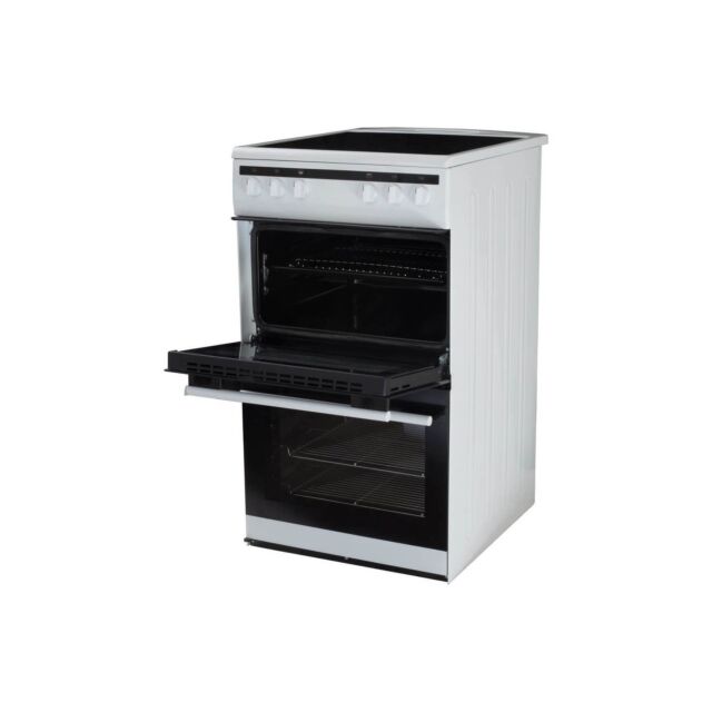 Amica AFC5100WH 50Cm Twin Cavity Electric Cooker With Ceramic Hob In White