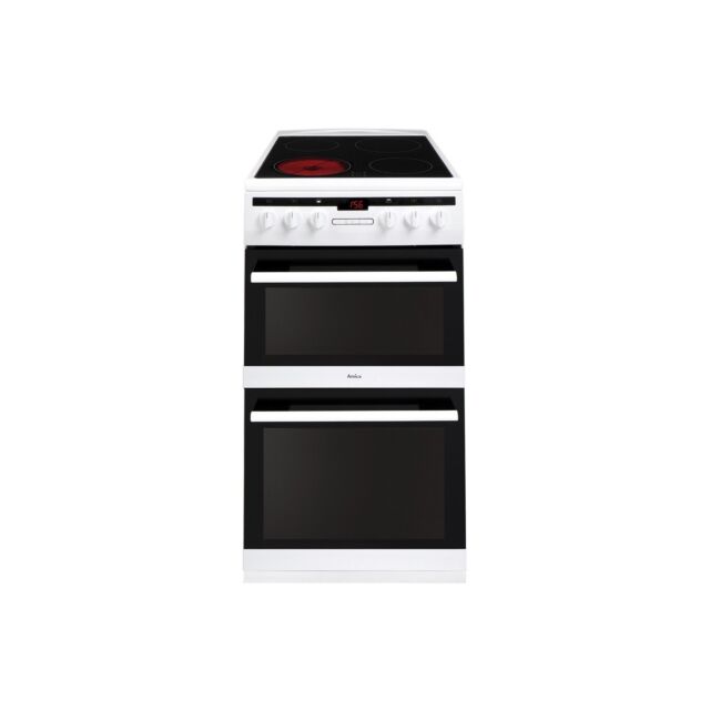 Amica AFC5550WH 50Cm Double Electric Cooker With Ceramic Hob In White
