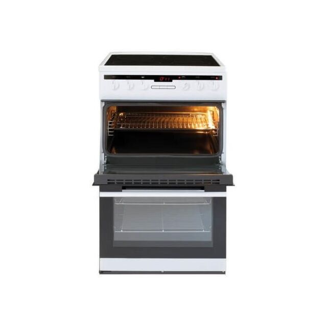 Amica AFC5550WH 50Cm Double Electric Cooker With Ceramic Hob In White