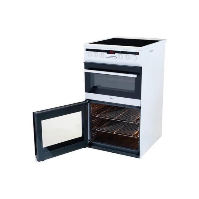 Amica AFC5550WH 50Cm Double Electric Cooker With Ceramic Hob In White