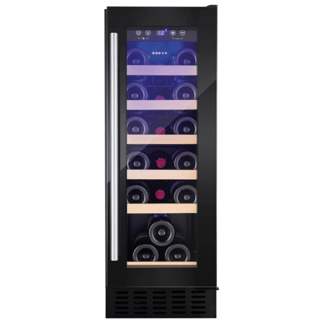 Amica AWC300BL 30 cm fs wine cooler, 19 x BS, black glass door, blue LED, RD