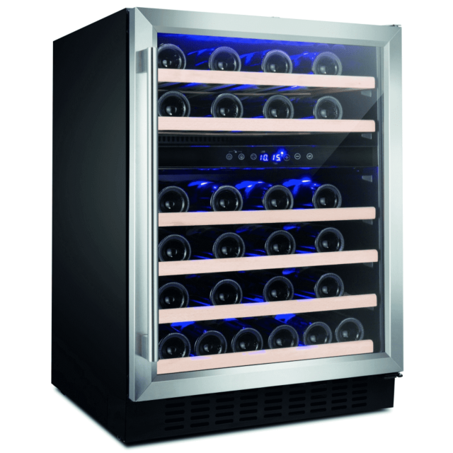 Amica AWC600SS 60cm fs wine cooler, 46x BS, SS door frame, blue LED, dual temp, RD